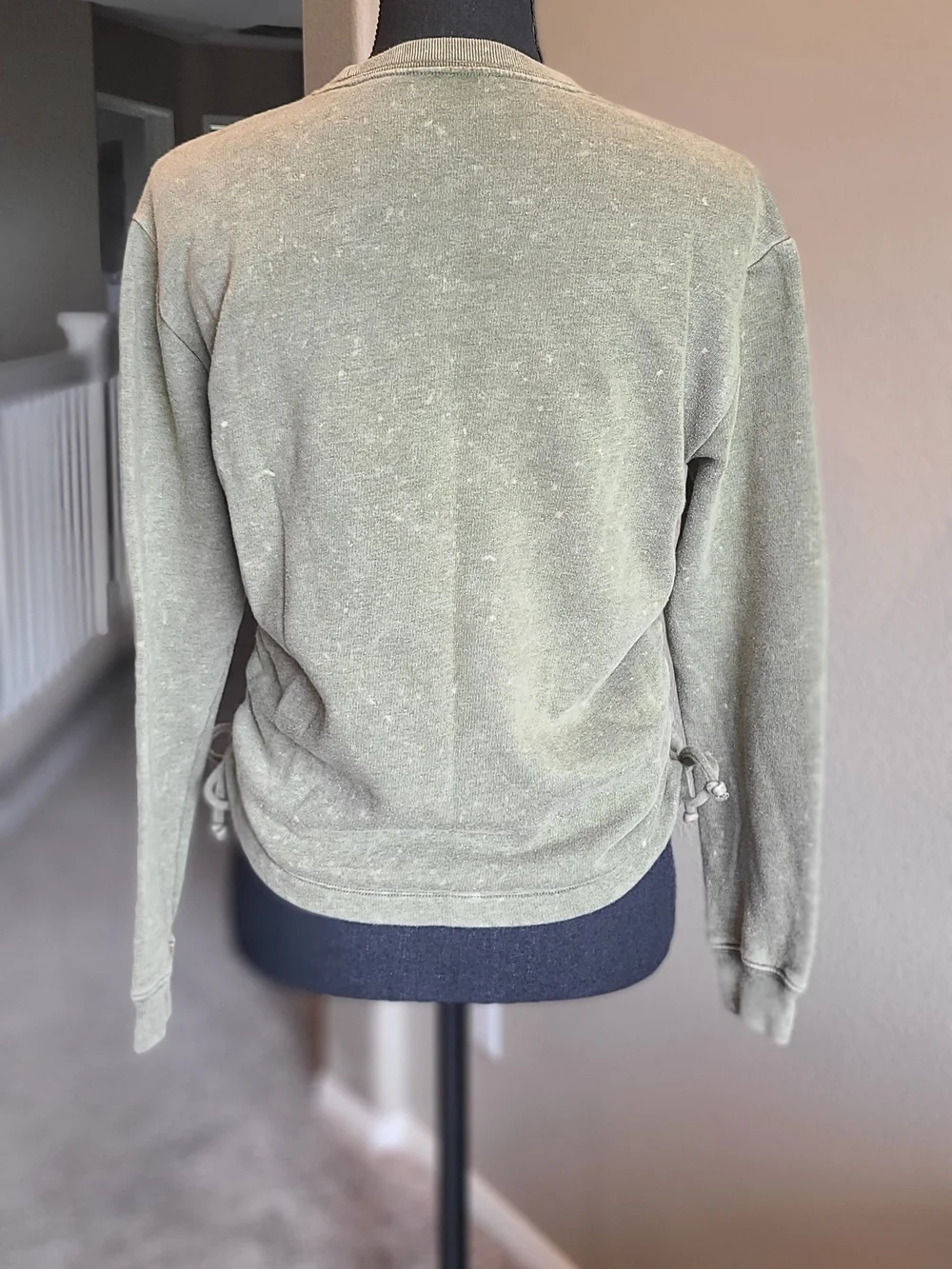 PINK Victoria's Secret Olive Green Sweatshirt with Ruched Sides - Picture 3 of 5